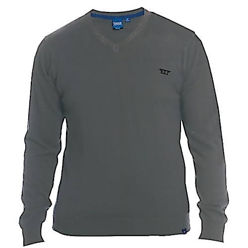 D555 Maltby Plain V-Neck Sweater Charcoal Marl